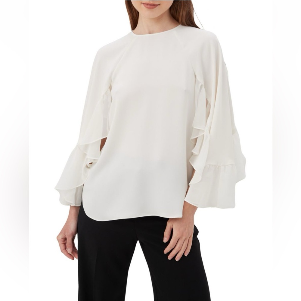 NWT TRINA TURK Akari Ruffle Top Chiffon Blouse Sz S
